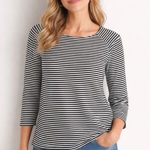Splendid Monochrome Striped Long Sleeve Tee